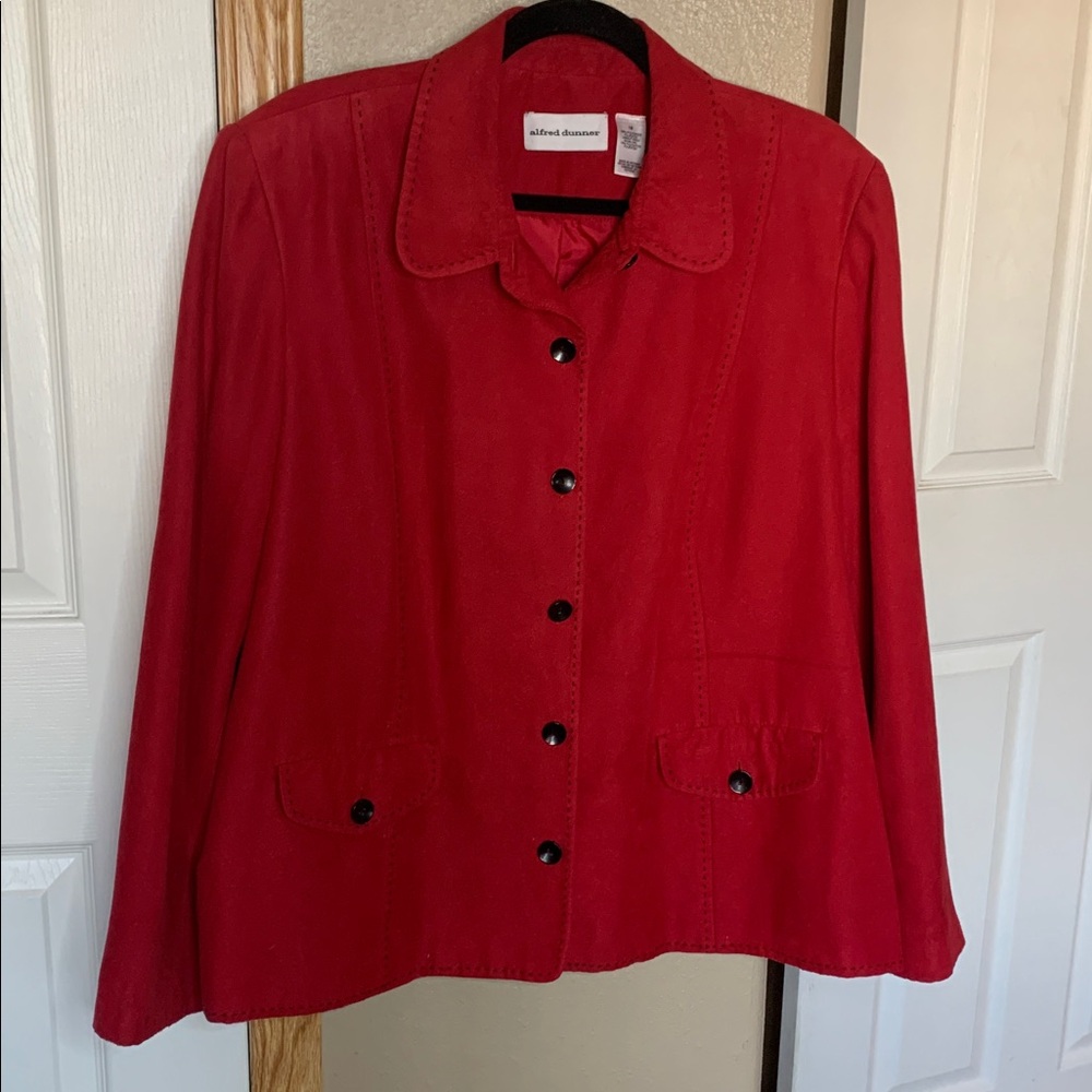 ALFRED DUNNER Red Faux Suede Blazer
